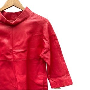 VTG 60s pink genuine leather mod mini dress with pockets fully lined watermelon